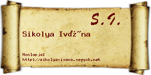 Sikolya Ivána névjegykártya